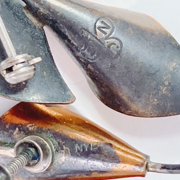 Vintage Signed Stuart Nye Sterling Copper Calla Lily Brooch Earrings Set - Picture 9 of 10